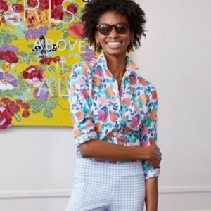 J. McLaughlin Multicolor Floral Button Down Shirt